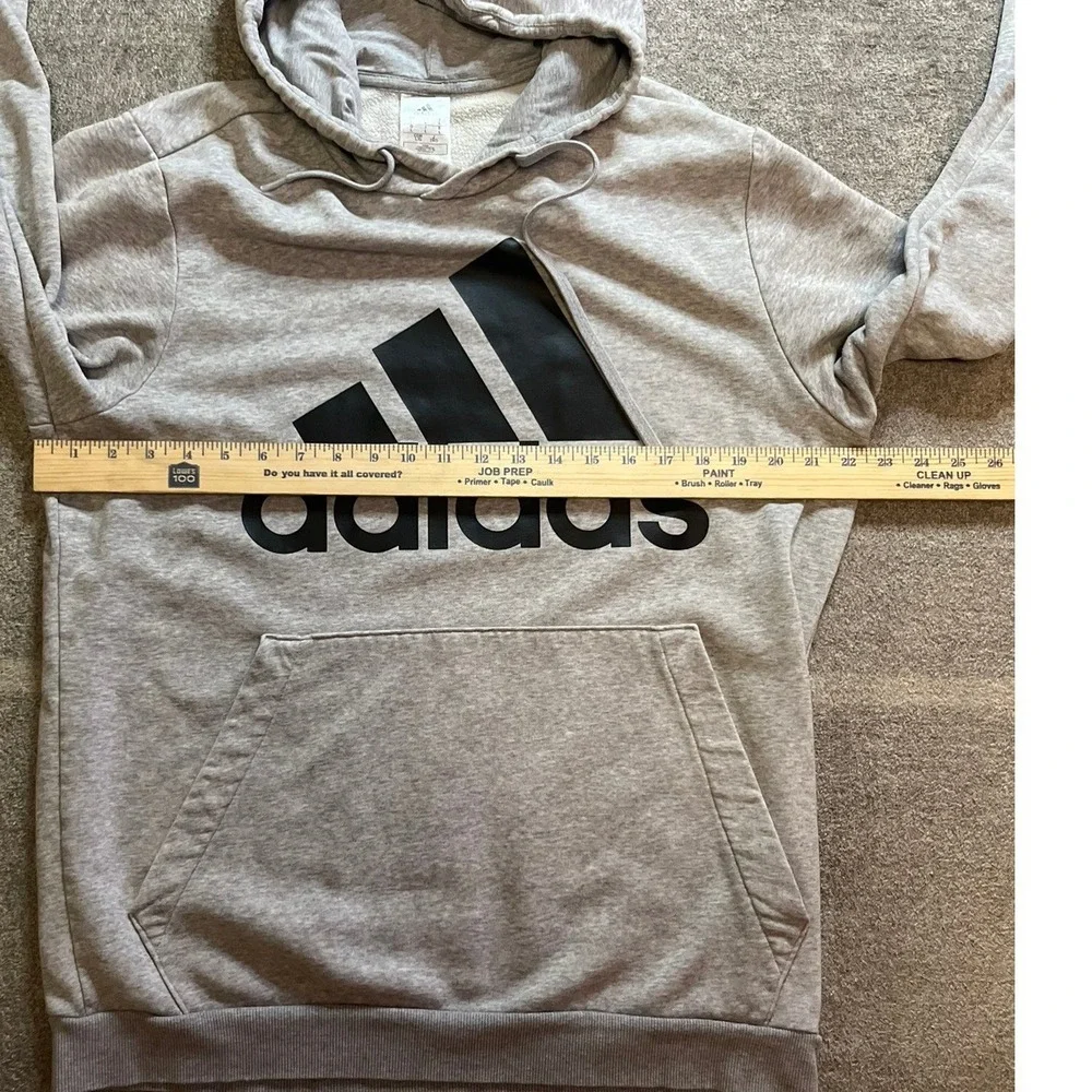 Adidas Essentials Big Logo Hoodie Mens Large Grey Black Pullover Athleisure